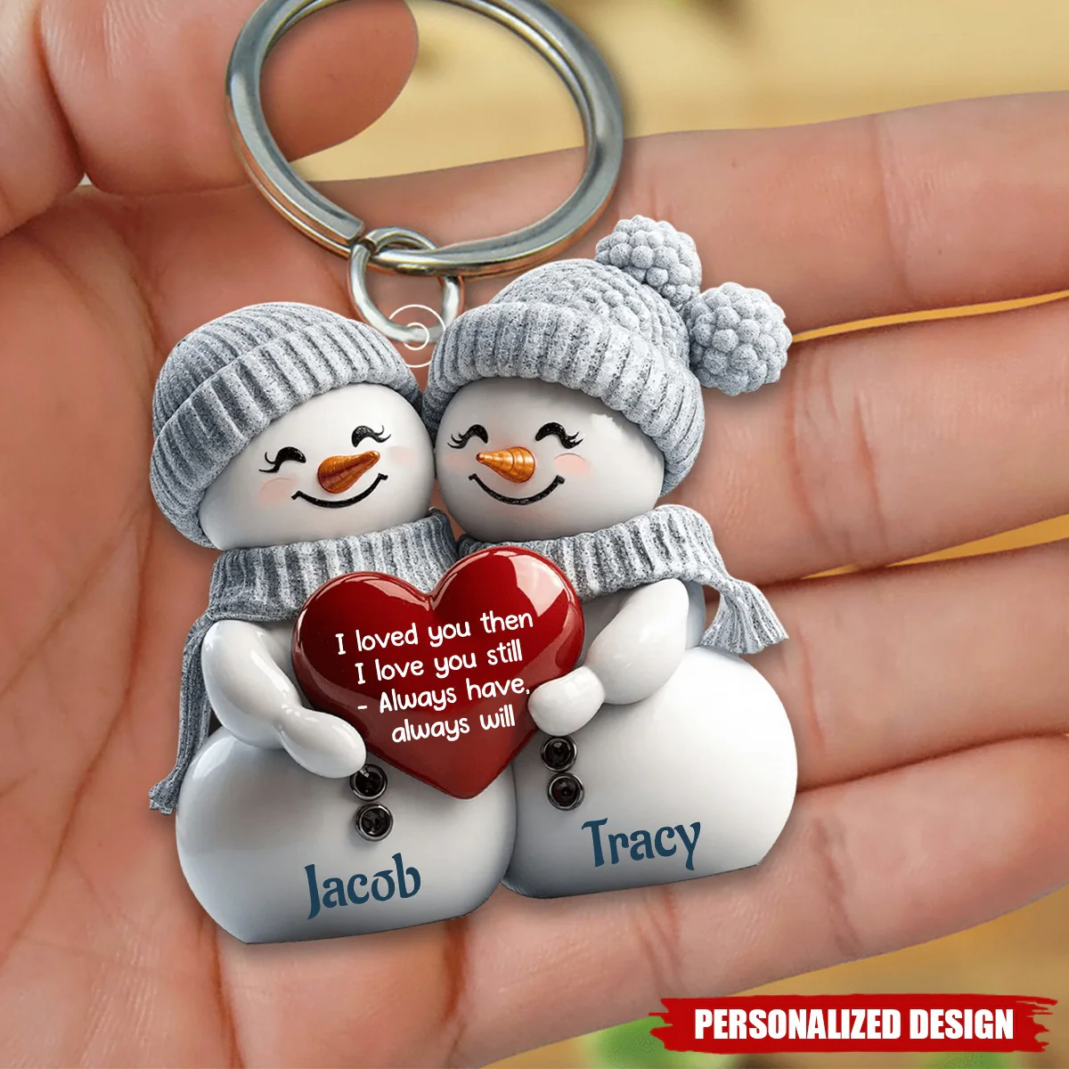 Personalized Acrylic Keychain - Snowman Couple First Christmas - Image 2
