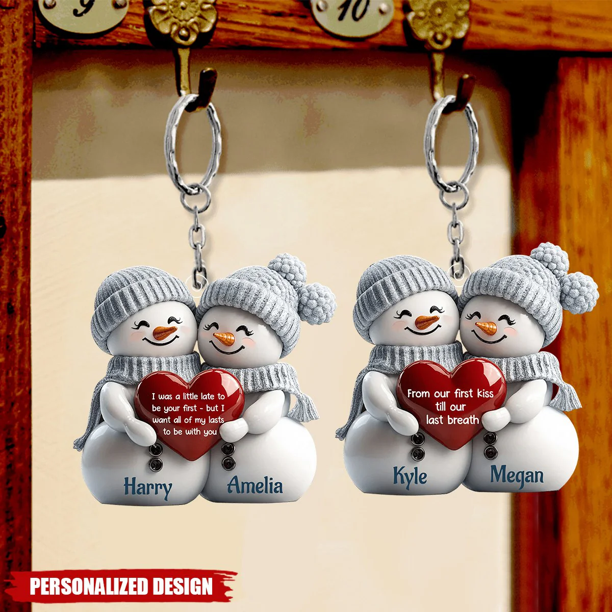Personalized Acrylic Keychain - Snowman Couple First Christmas - Image 3