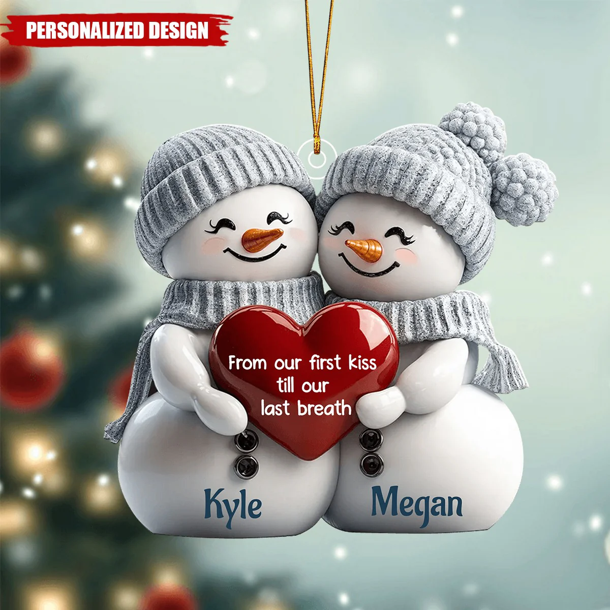 Personalized Acrylic Ornament - Snowman Couple First Christmas - Image 2