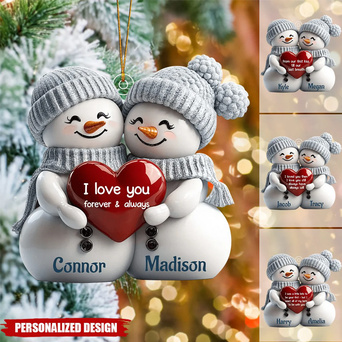 Personalized Acrylic Ornament - Snowman Couple First Christmas - Image 3