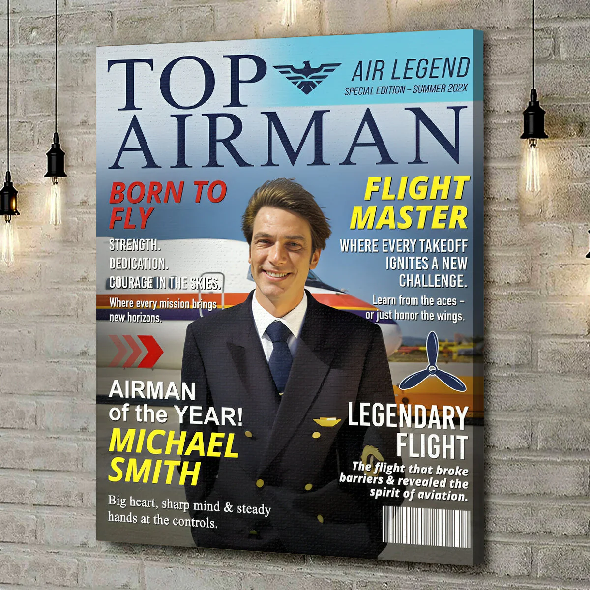 Personalized Airman Magazine Cover, Unique Gift for Pilots and Veterans, Airman Dad Gift, Custom Air Force Gift