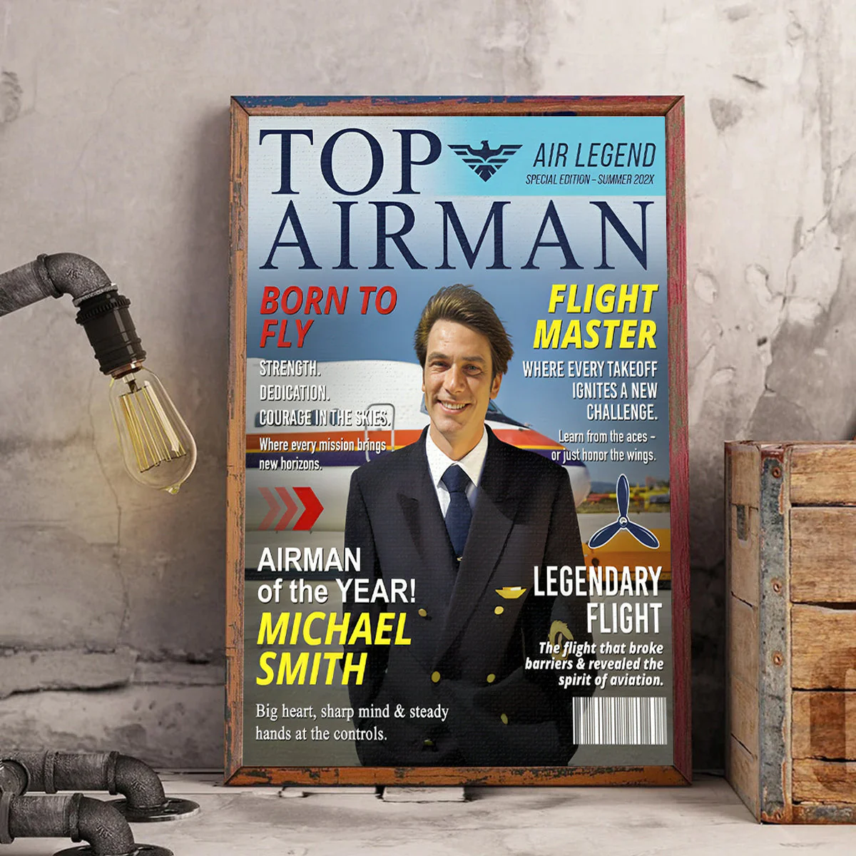 Personalized Airman Magazine Cover, Unique Gift for Pilots and Veterans, Airman Dad Gift, Custom Air Force Gift - Image 4