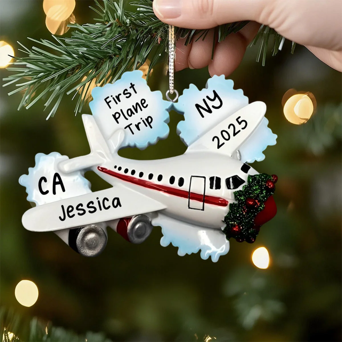 Personalized Airplane Christmas Ornament,My First Flight,First Plane Trip Ornament, Vacation Ornament - Image 2