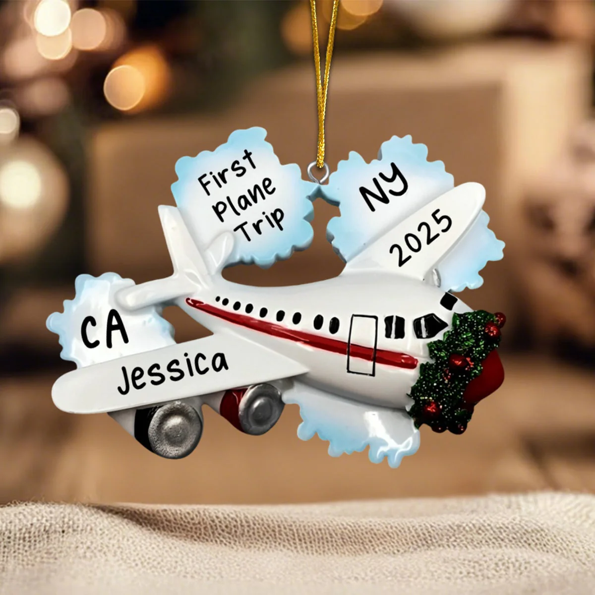 Personalized Airplane Christmas Ornament,My First Flight,First Plane Trip Ornament, Vacation Ornament - Image 4