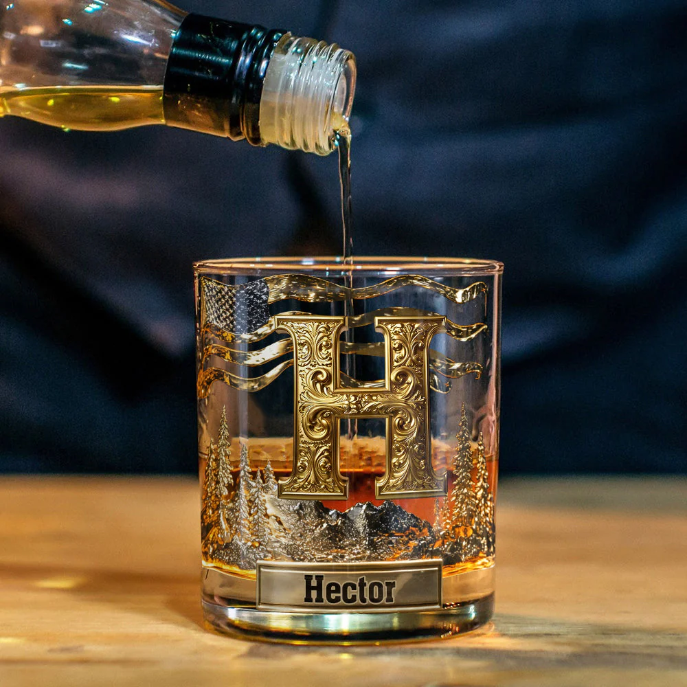 Personalized Alphabet Initial Whiskey Glass - Image 2