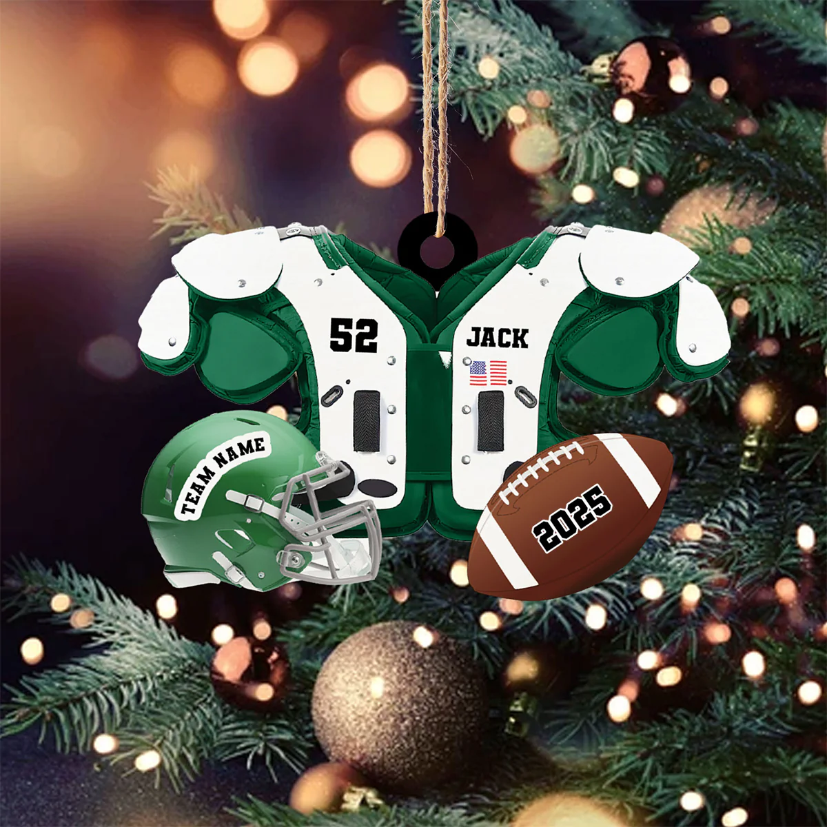 Personalized American Football Christmas Acrylic Ornament Gift for Son, Husband, Boyfriend - Image 5