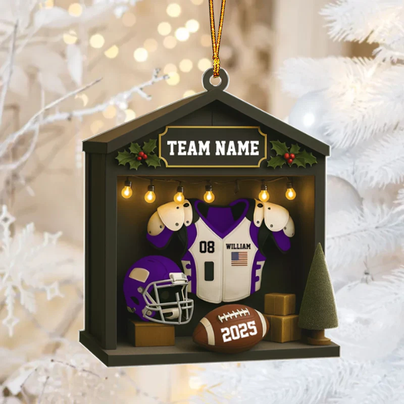 Personalized American Football Christmas House Ornament - Image 2