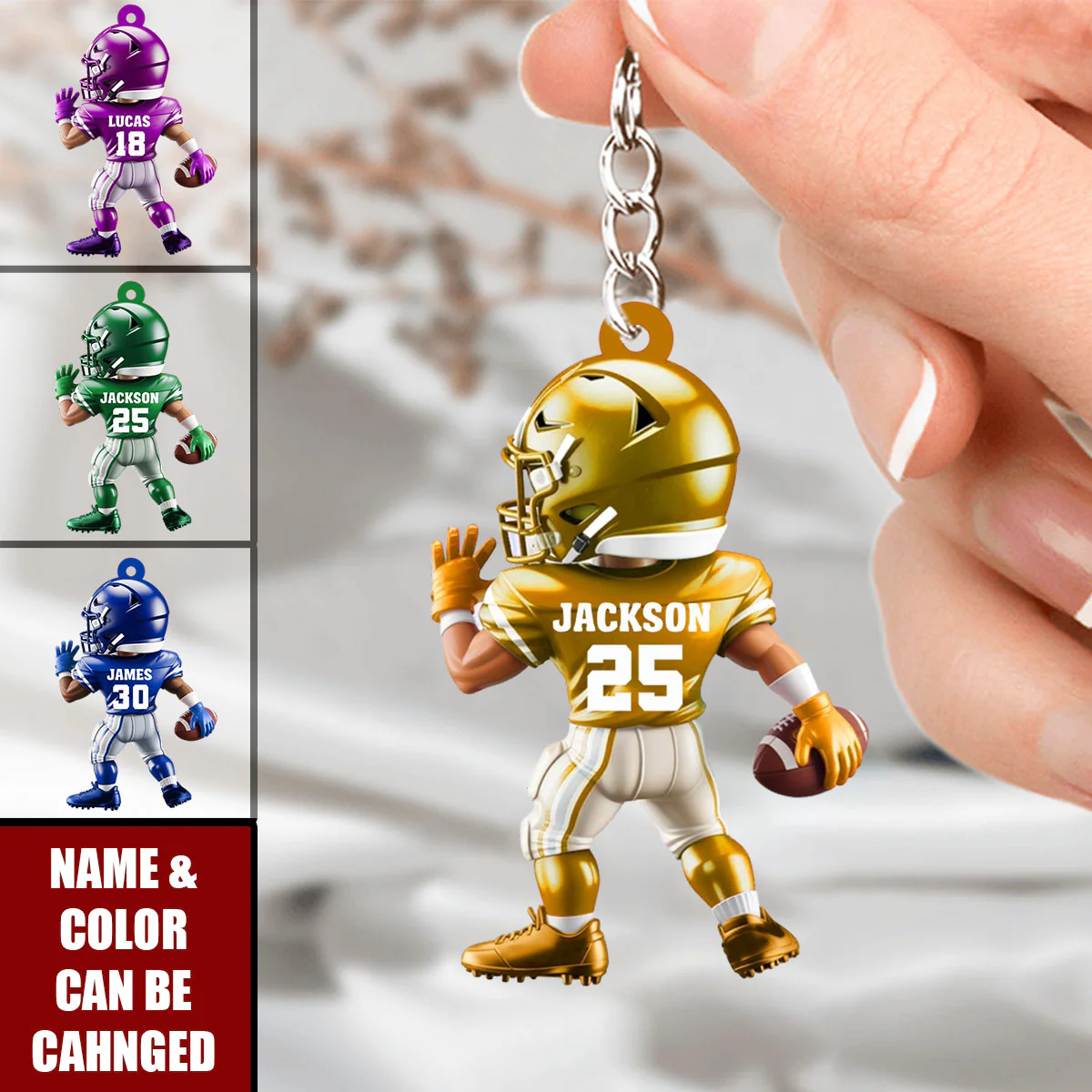 Personalized American Football - Custom Player Uniform Keychain - Image 3