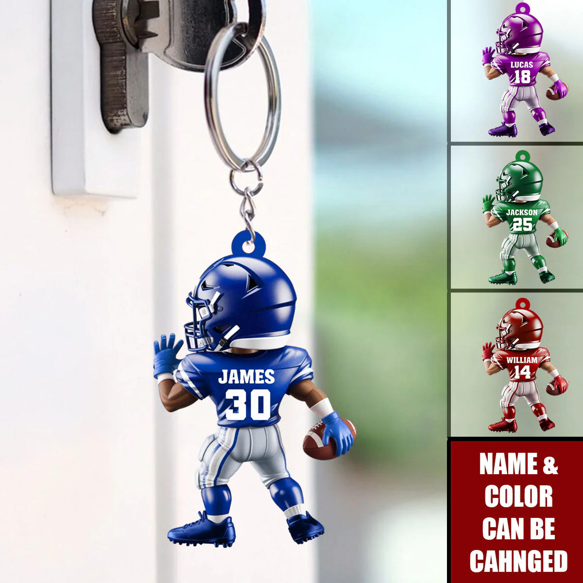 Personalized American Football - Custom Player Uniform Keychain - Image 5