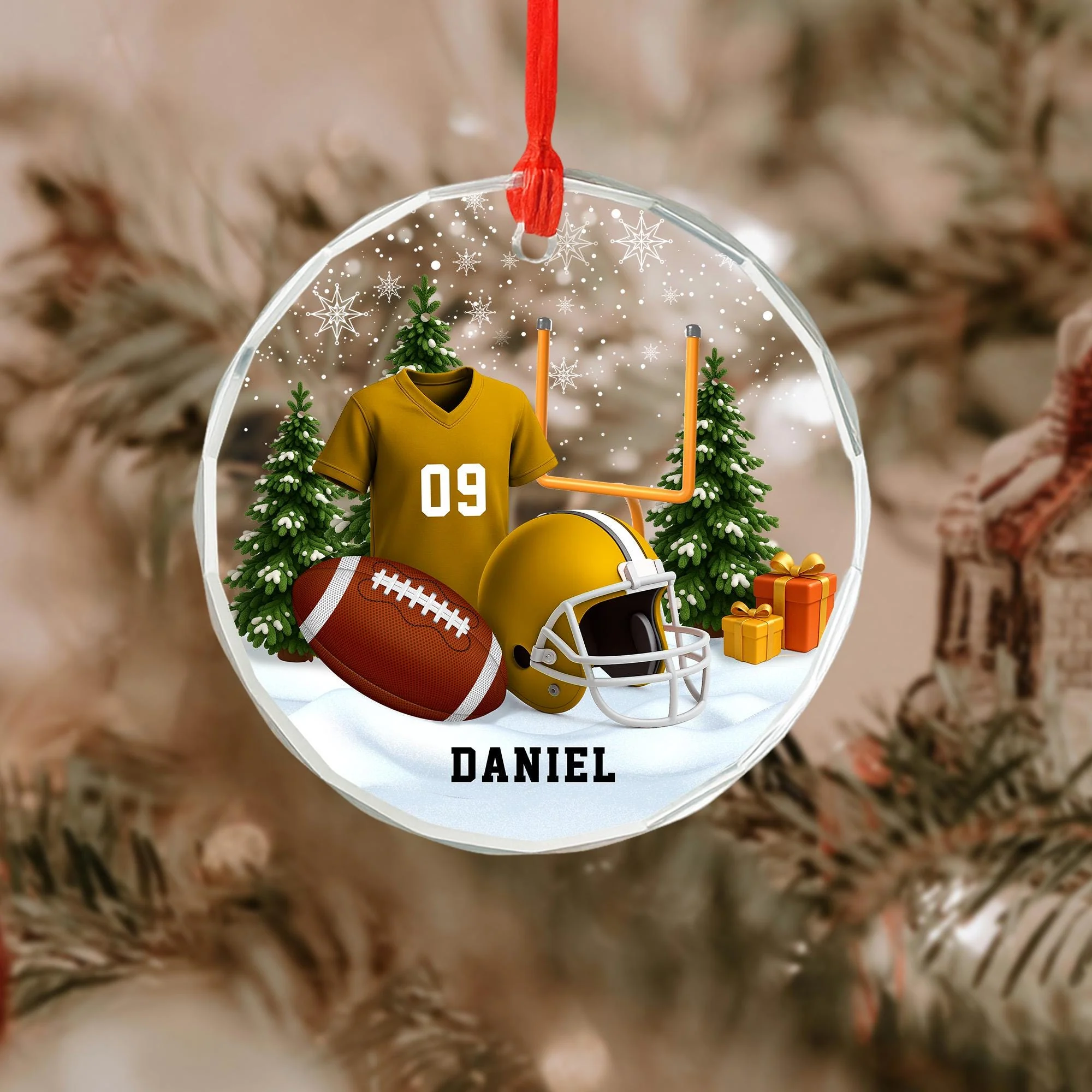 Personalized American Football Glass Ornament - Christmas Gift For Football Player - Image 4