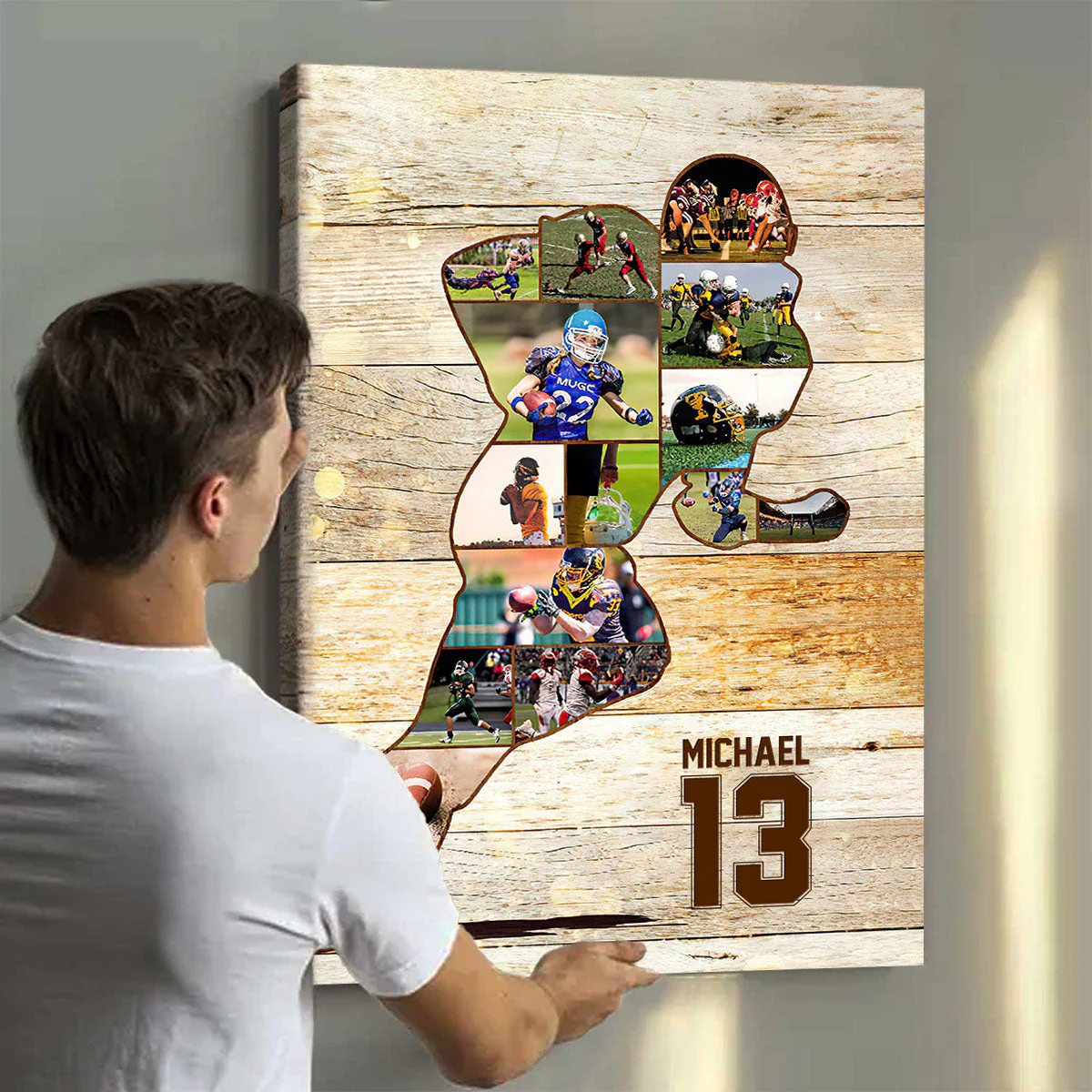 Personalized American Football Photo Collage Canvas Poster,Gift For Football Coach - Image 2