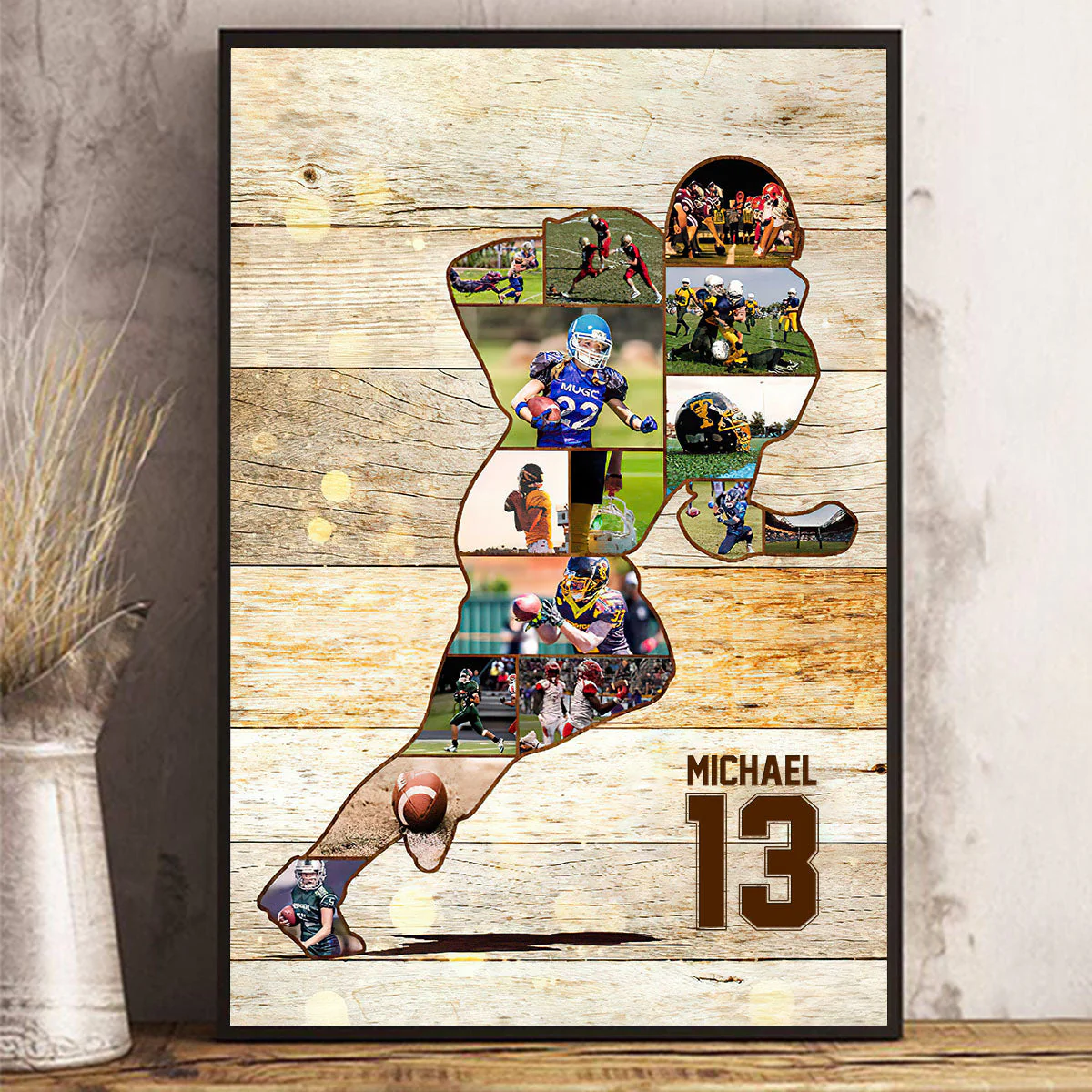 Personalized American Football Photo Collage Canvas Poster,Gift For Football Coach - Image 3
