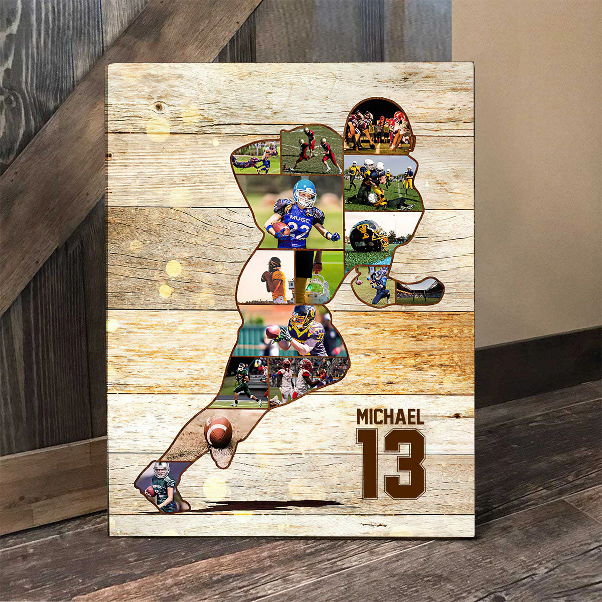 Personalized American Football Photo Collage Canvas Poster,Gift For Football Coach - Image 4