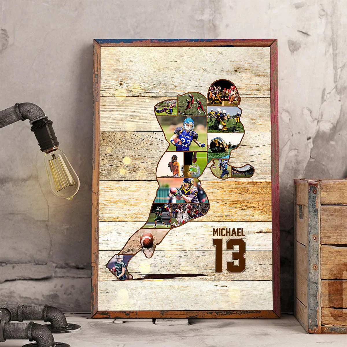 Personalized American Football Photo Collage Canvas Poster,Gift For Football Coach - Image 5