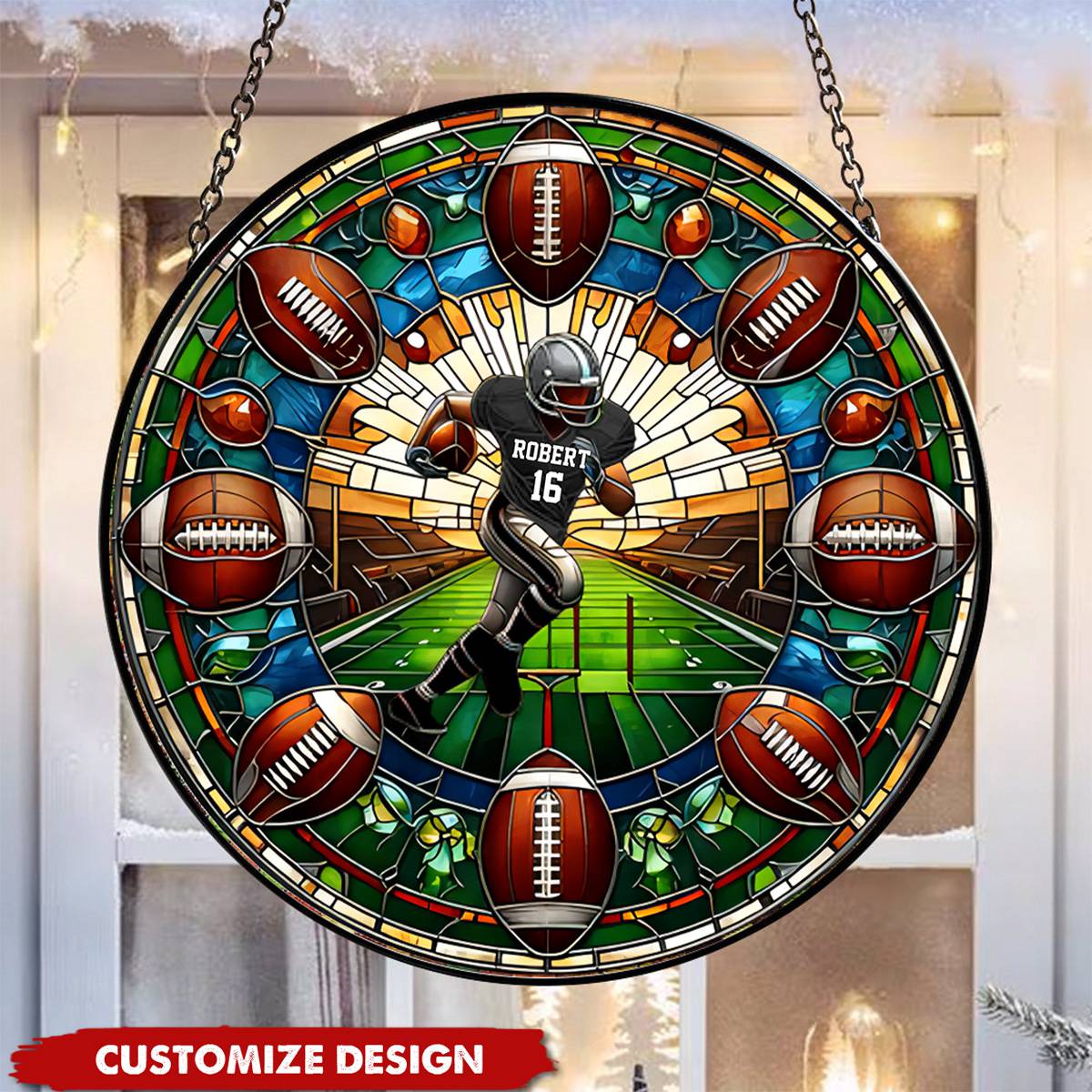 Personalized American Football Suncatcher Ornament - Gifts For Football Lovers - Image 2