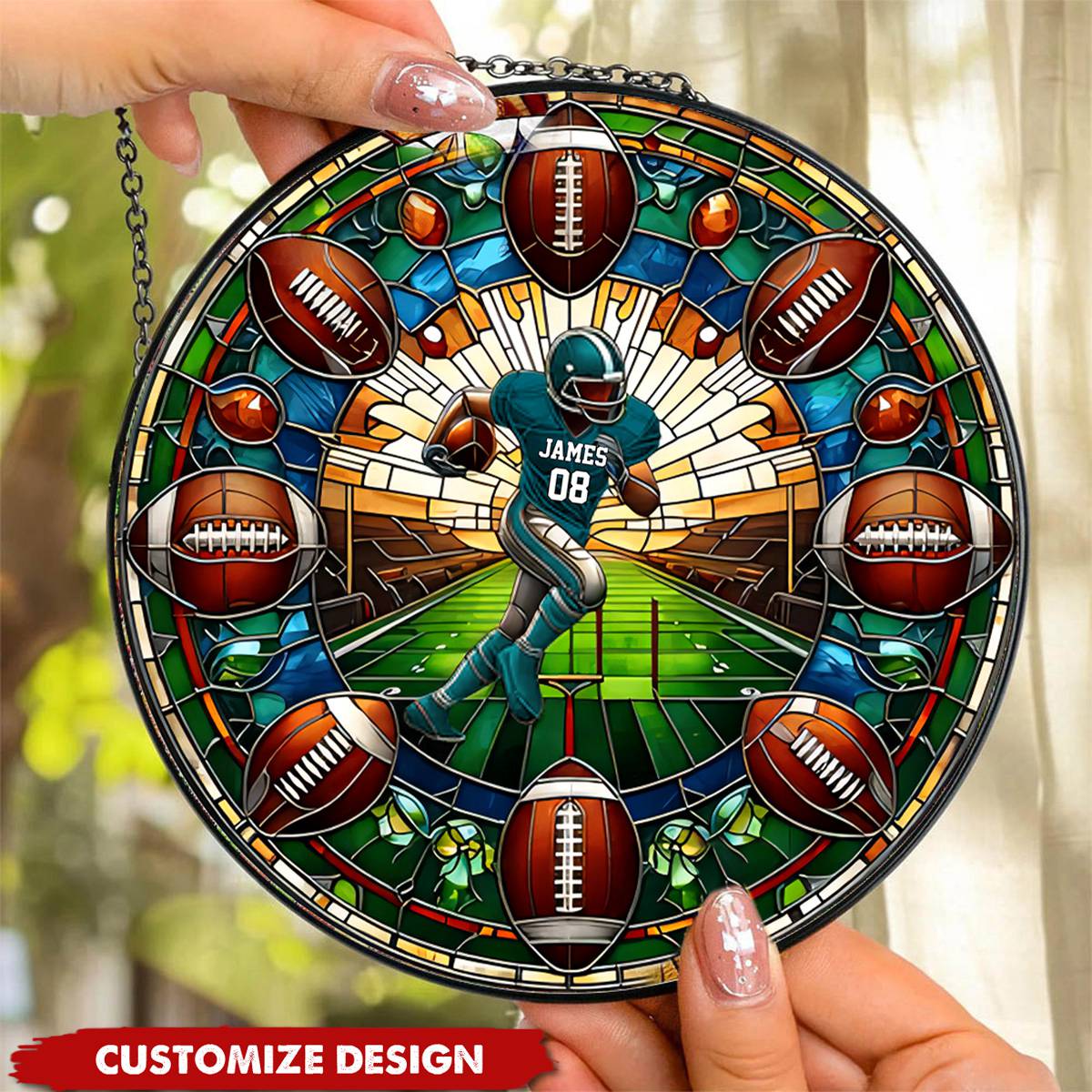 Personalized American Football Suncatcher Ornament - Gifts For Football Lovers - Image 3
