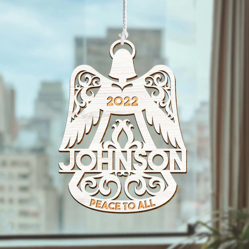 Personalized Angel Bell Wind Chimes, Memorial Home Decor For Loss Of Loved Ones, Peach To All - Image 3