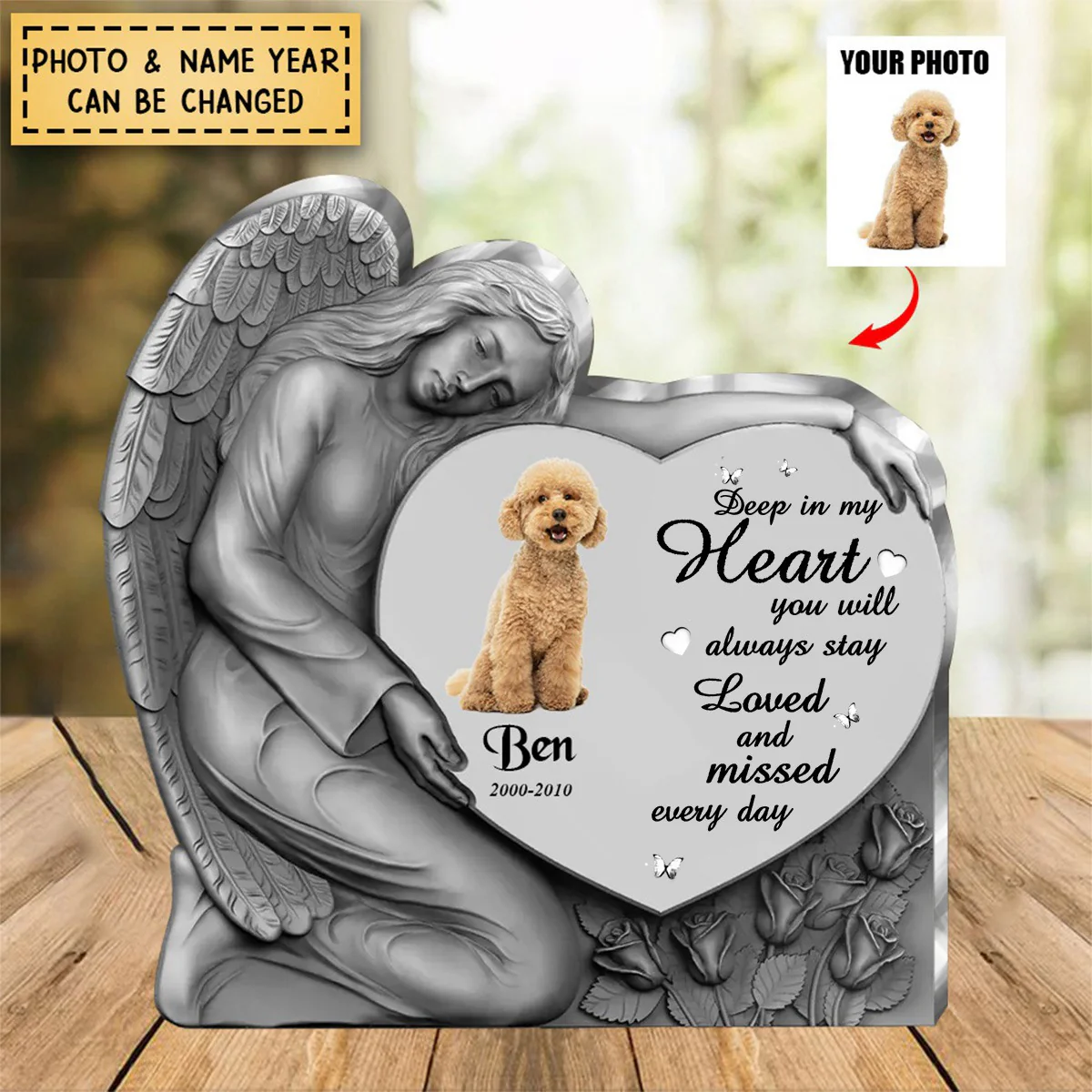 Personalized Angel Heart Memorial Acrylic Plaque - Image 5