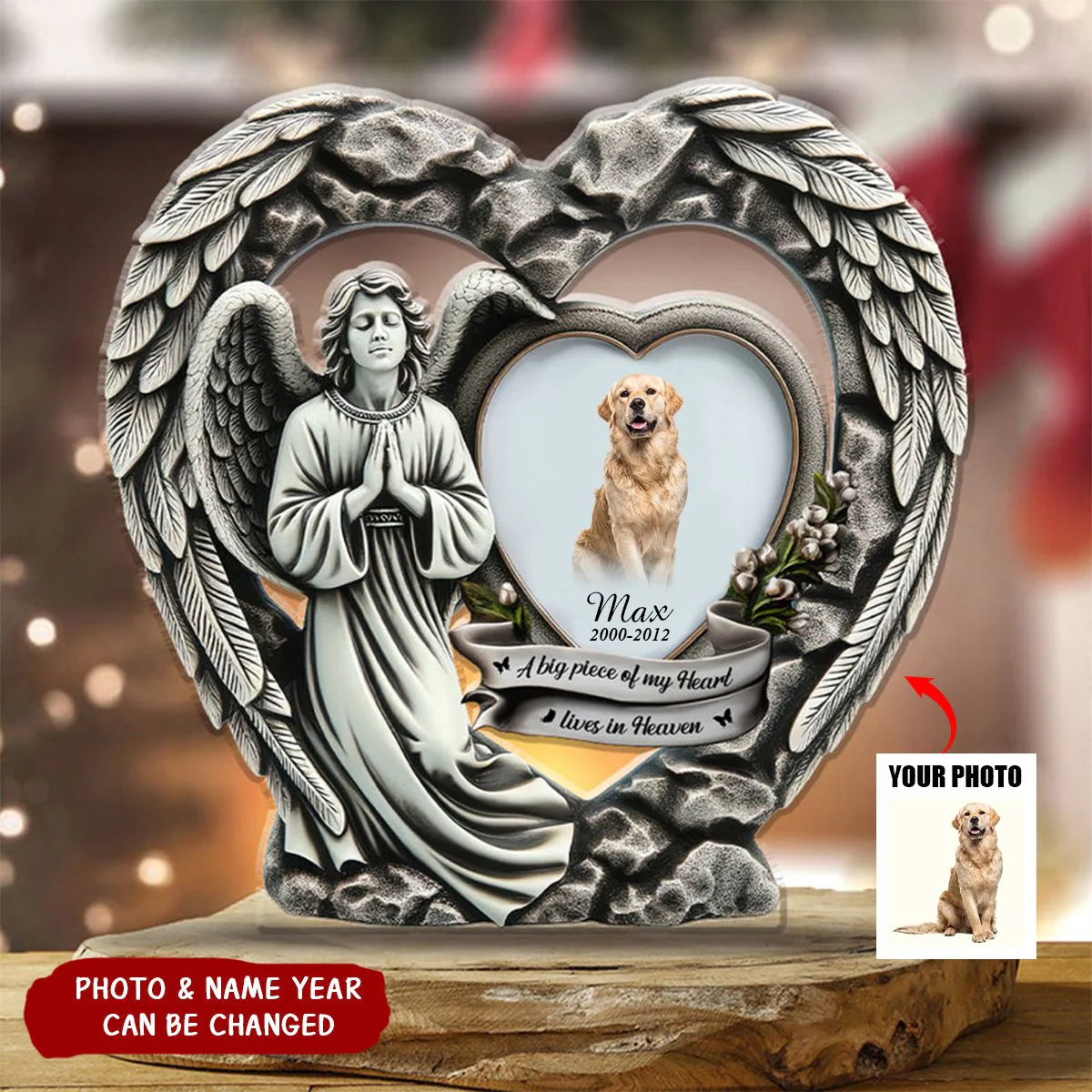 Personalized Angel Wings Memorial Acrylic Plaque - Image 3