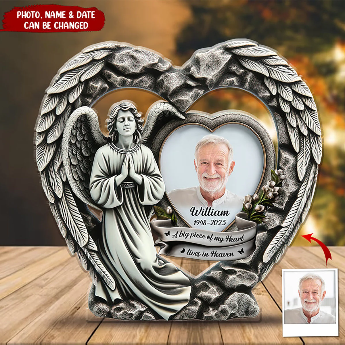 Personalized Angel Wings Memorial Acrylic Plaque - Image 4