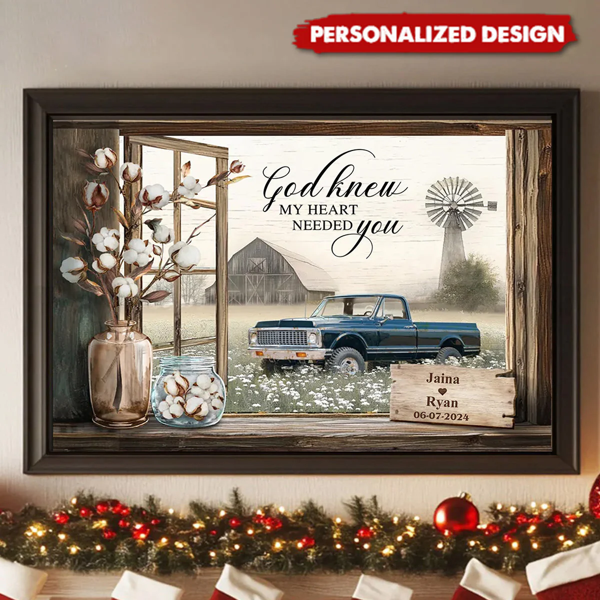 Personalized Anniversary Gift For Couples Floral Farm Truck Poster Wall Art - Image 2