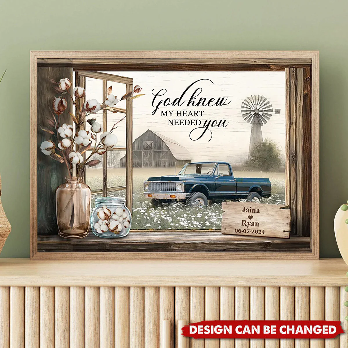 Personalized Anniversary Gift For Couples Floral Farm Truck Poster Wall Art - Image 4