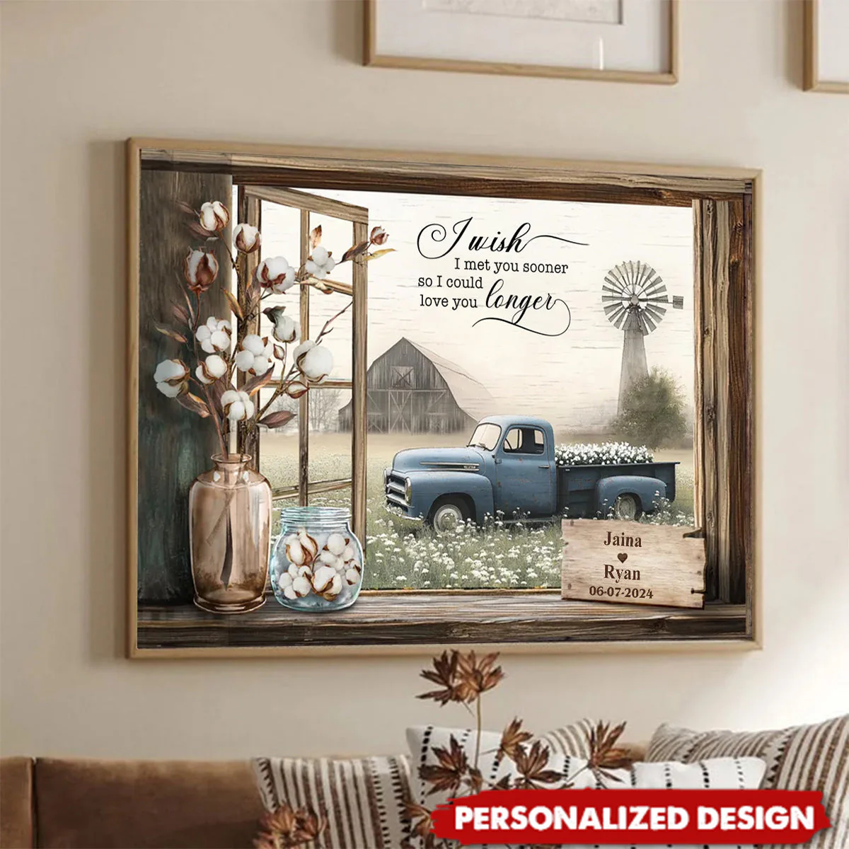 Personalized Anniversary Gift For Couples Floral Farm Truck Poster Wall Art - Image 6
