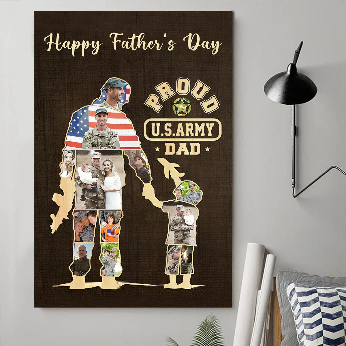 Personalized Army Dad and Son Canvas, Army Soldier Photo Collage Canvas - Image 3