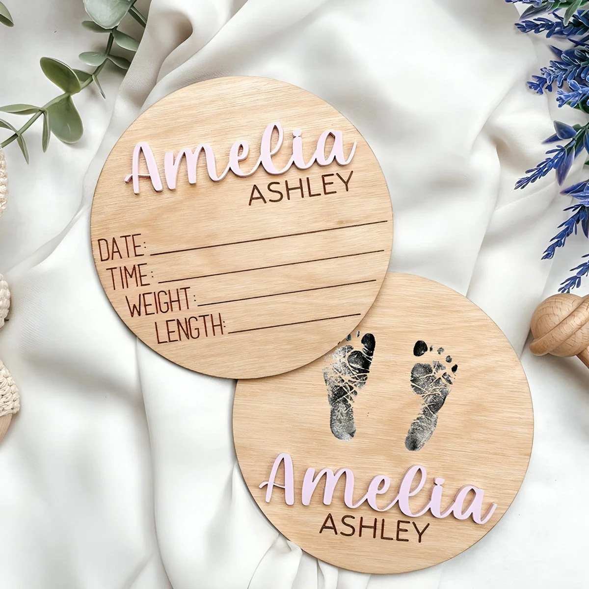 Personalized Baby Arrival Announcement Wooden Sign Plaque - Image 6