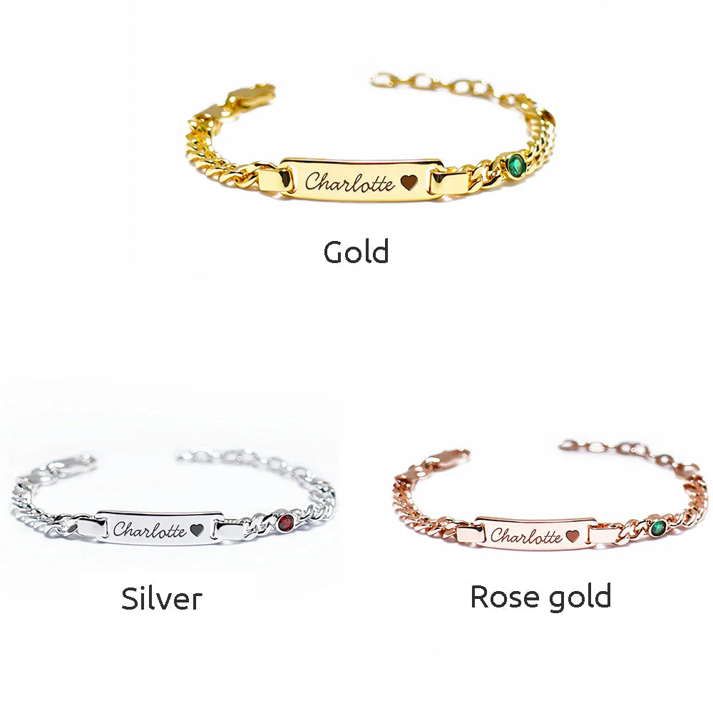 Personalized Baby Name and Birthstone Bracelet - Image 10
