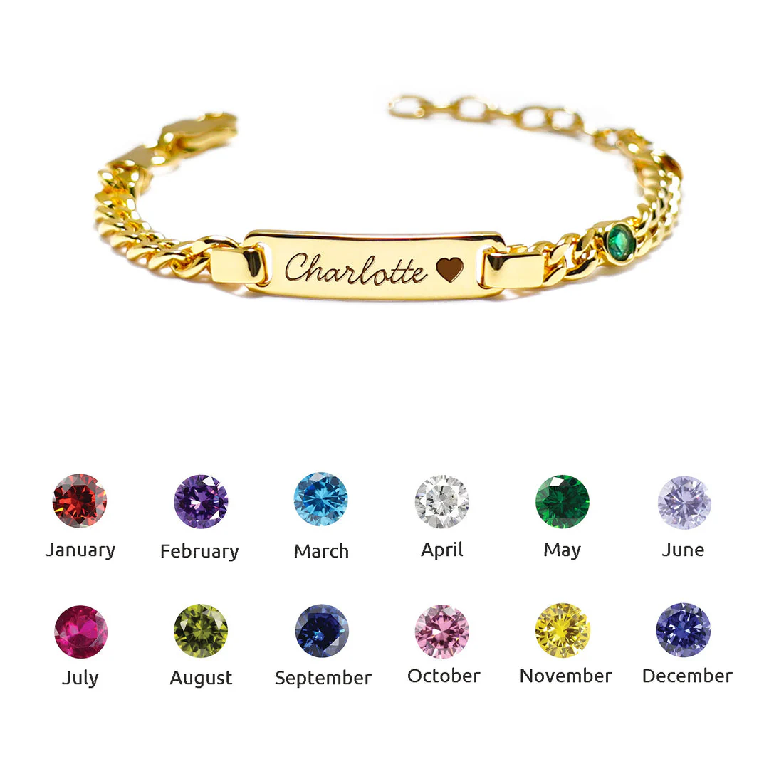 Personalized Baby Name and Birthstone Bracelet - Image 11