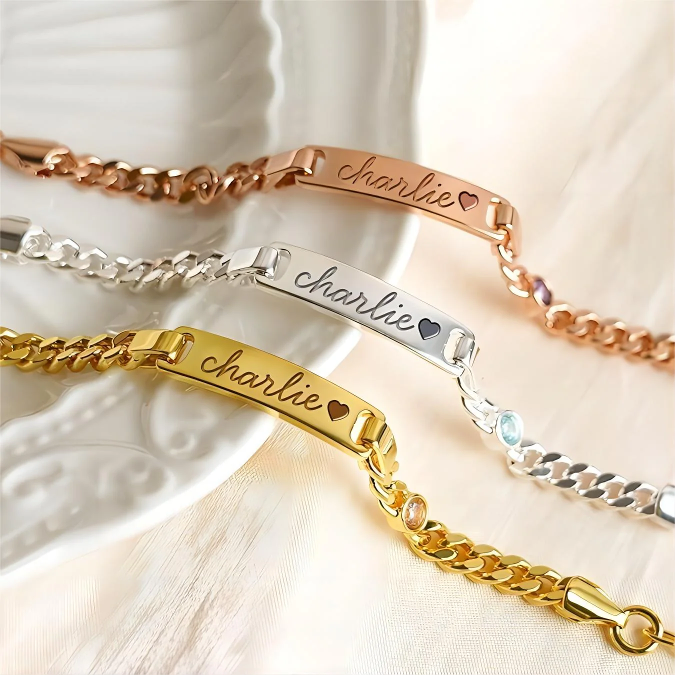 Personalized Baby Name and Birthstone Bracelet - Image 8