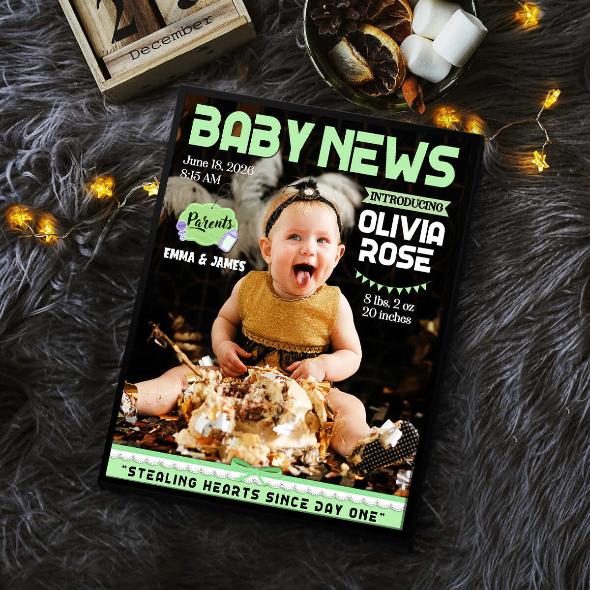 Personalized Baby News Magazine Cover Canvas, Birth Announcement Photo Gift, Personalized Newborn Wall Art - Image 2