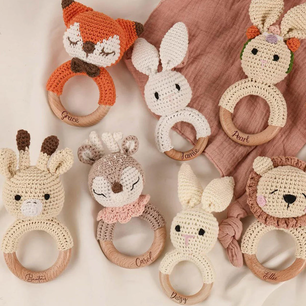 Personalized Baby Rattle Crochet Grasping Toy - Image 10