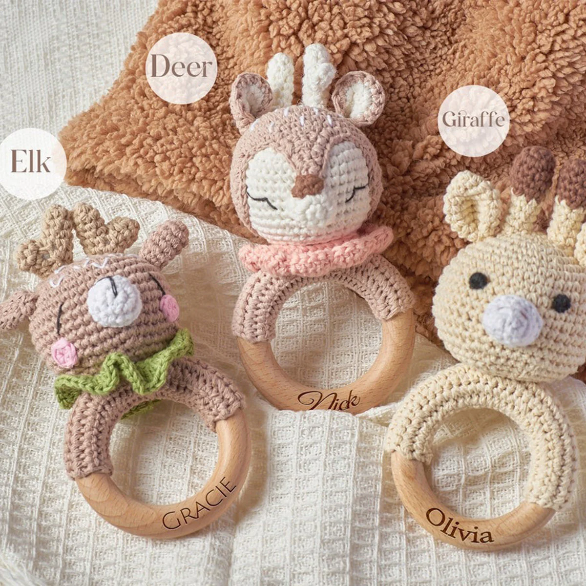 Personalized Baby Rattle Crochet Grasping Toy - Image 2