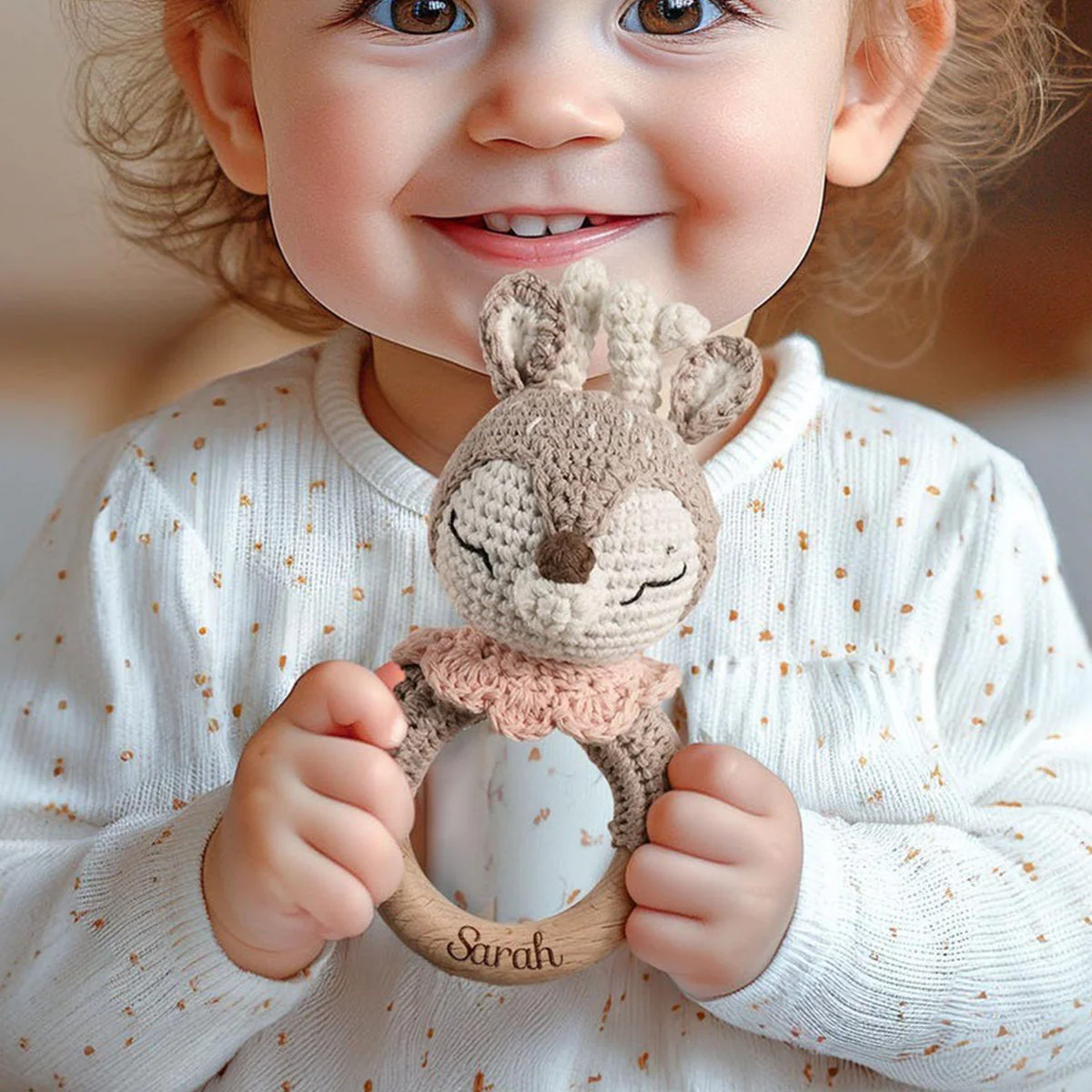 Personalized Baby Rattle Crochet Grasping Toy - Image 3