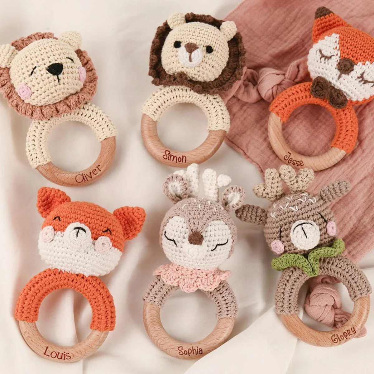 Personalized Baby Rattle Crochet Grasping Toy - Image 4