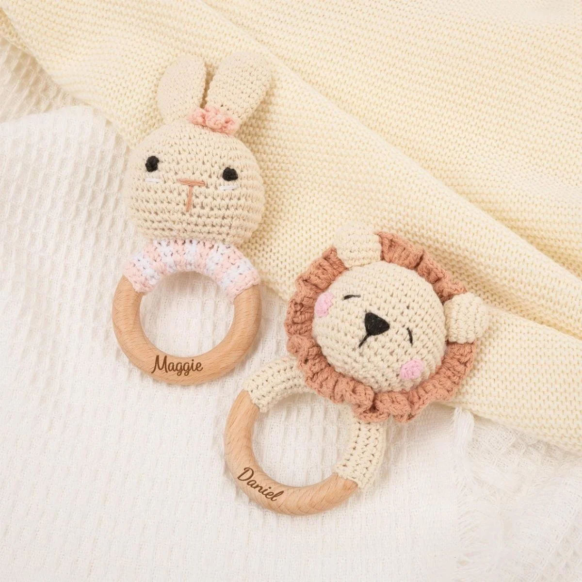 Personalized Baby Rattle Crochet Grasping Toy - Image 5