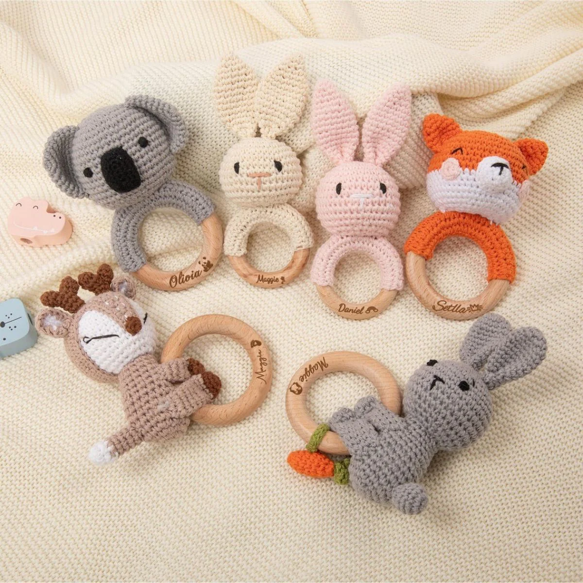 Personalized Baby Rattle Crochet Grasping Toy - Image 6