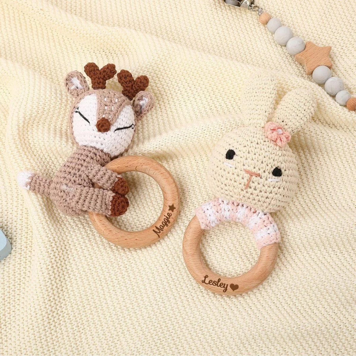 Personalized Baby Rattle Crochet Grasping Toy - Image 7