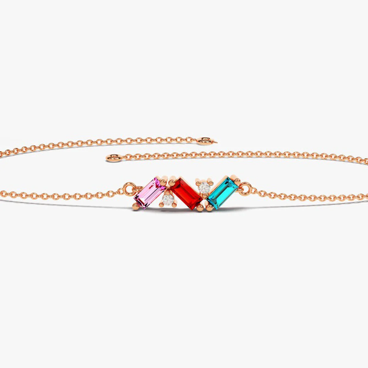 Personalized Baguette Cut Family Grandma Mom Birthstone Bracelet - Image 2