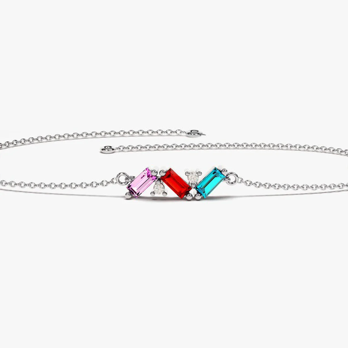 Personalized Baguette Cut Family Grandma Mom Birthstone Bracelet - Image 3