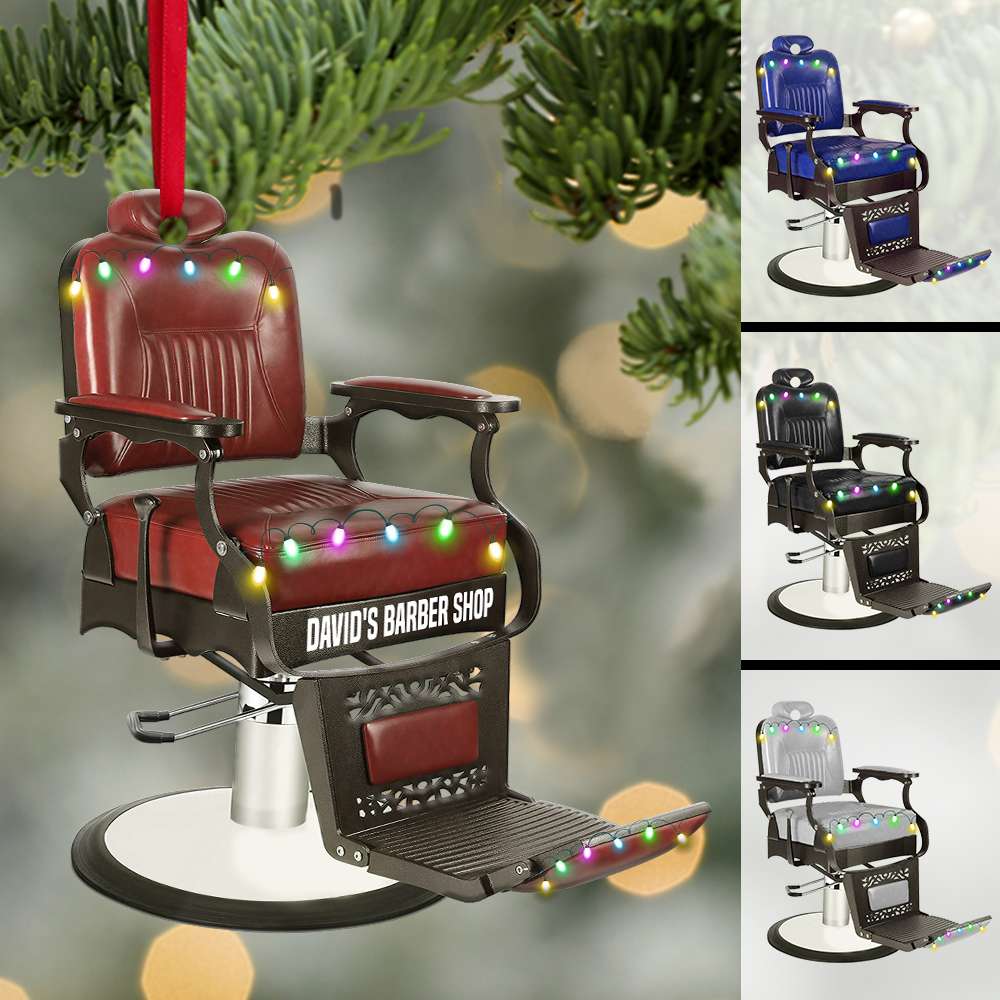 Personalized Barber Chair Ornament - A Unique Christmas Gift for Our Hero Barber - Image 2