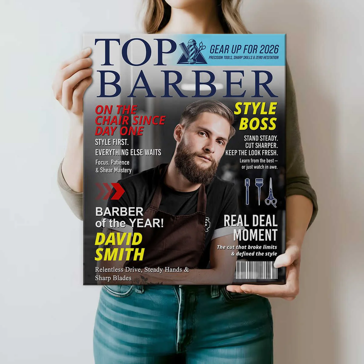 Personalized Barber Magazine Cover, Custom Barber Dad Gift, Barber Lover Gift - Image 2