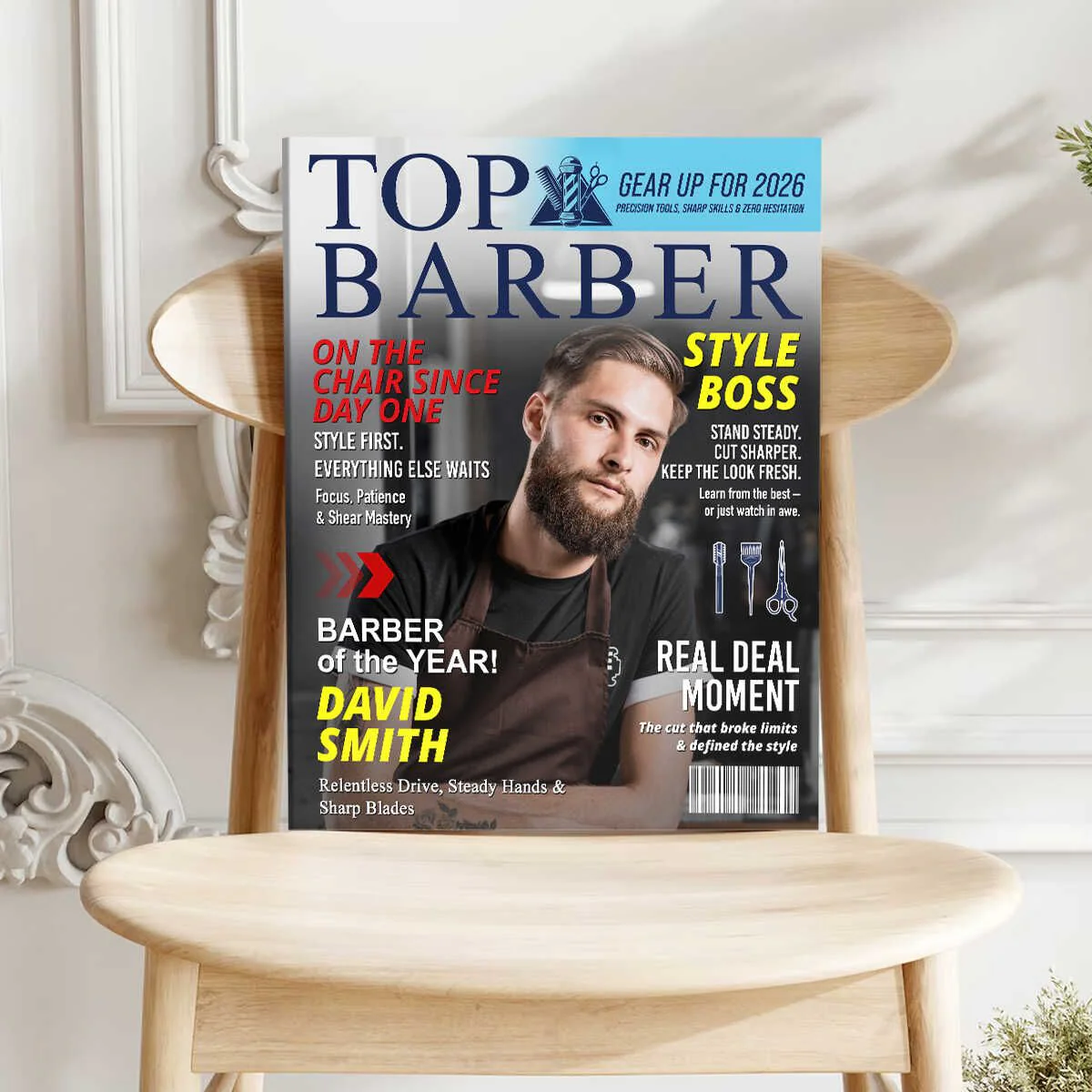 Personalized Barber Magazine Cover, Custom Barber Dad Gift, Barber Lover Gift - Image 6
