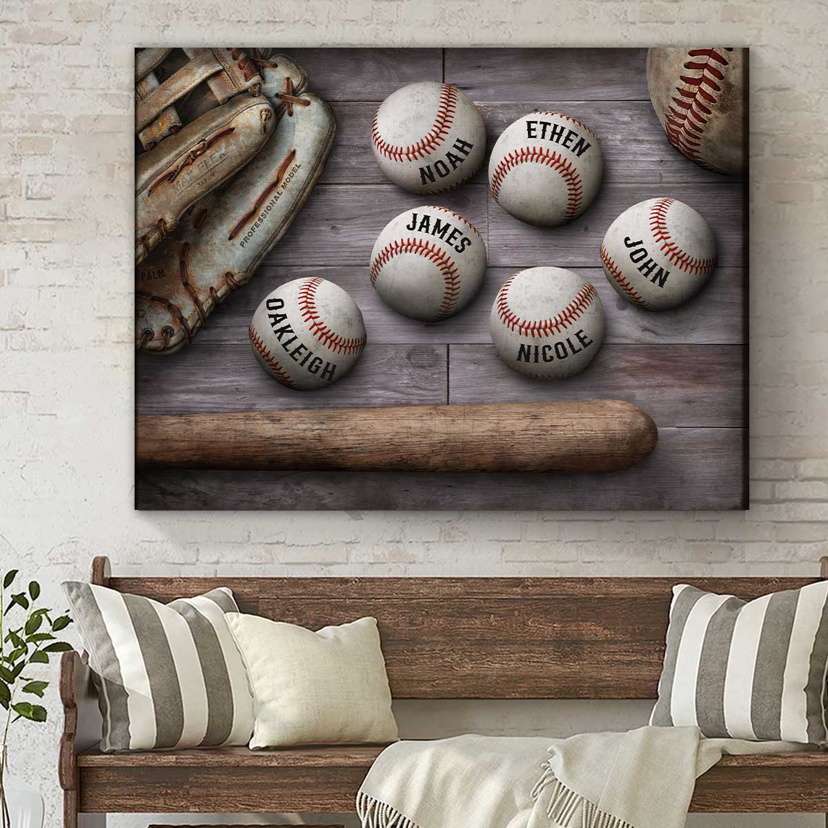 Personalized Baseball Father’s Day, Custom Daddy’s Team Baseball Canvas Print, Baseball Gifts For Dad - Image 4