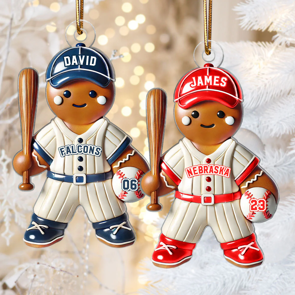 Personalized Baseball Kid Acrylic Ornament Christmas Gift For Grandkids - Image 2