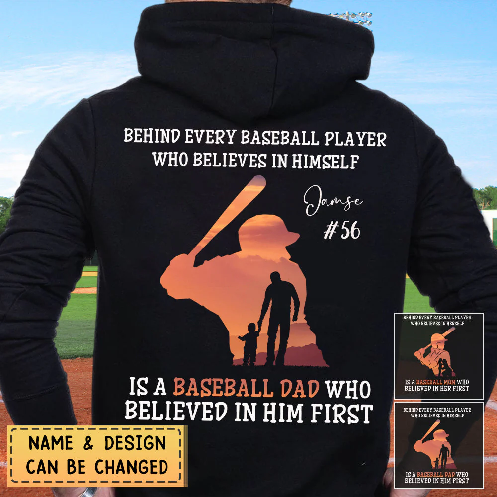 Personalized Baseball/Softball Hoodie-Behind Every Baseball/Softball Player Is A Mom/Dad That Believes - Image 2