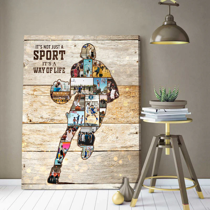 Personalized Basketball Photos Collage Canvas Gift For Coach - Girl Boy Basketball Player - Image 10