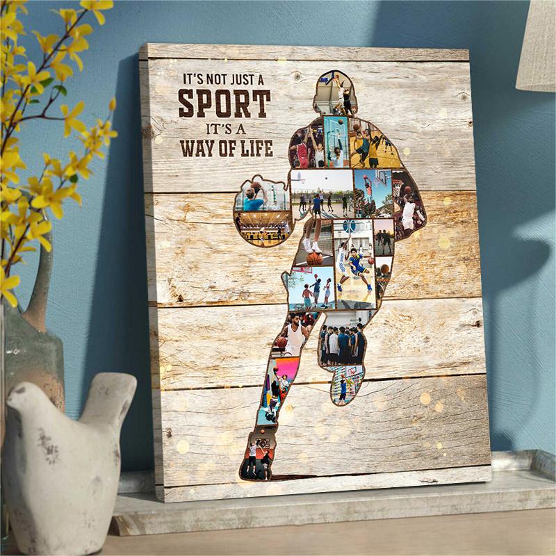 Personalized Basketball Photos Collage Canvas Gift For Coach - Girl Boy Basketball Player - Image 7